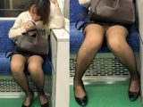 黒ストッキングがエロい！短すぎるスカートを穿いて無防備に座るエロいお姉さん（其の七）