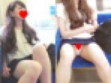 【電車内対面盗撮】可愛い顔とエロい美脚太ももとパンティ丸見え盗撮パンチラ動画【FHD動画】