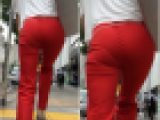 《「真っ赤！」と叫ばれるREDパンツ》 No.1359【縁起が良い！真っ赤なパンツと純白のパンツ着衣尻】