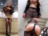 【ミニワンピ探訪】☆大胆に切り抜かれた黒パンストからお尻丸見え！肌触り抜群のつるつるゆで卵肌尻をしつこくお触り中！_前編_
