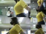 豊満爆乳黄色ニット娘