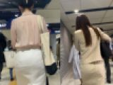 【白タイトスカート】通勤中のお尻セット④