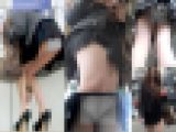 駅内にて神スタイル美女が前屈みして生尻モロ出しパンチラ！めくり&パンチラ盗撮動画FHD