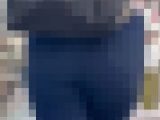 【通スピ＆スロー】リュック下げても隠しきれてない大きな着衣お尻に密着！
