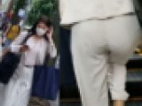 美人OLの透けたパンティライン