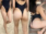 高画質 海水浴場のとんでもないハイレグ５！更に食い込み美尻