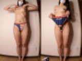 スポーツビキニをゆっくり脱ぎ脱ぎ💕(2分7秒)
