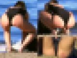 【フルHD】海水浴場でガニ股しゃがみ尻！