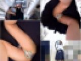 【逆さアングル】膝丈スカートお姉さんの純白パンチラ！