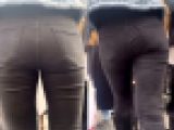 スキニーデニムパンツでヒップラインが魅力のスレンダー美女⑥