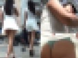 【フルHD】モデル美脚の風チラお姉さん