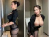第2弾【40代】CA制服試着の爆乳人妻！夜の下品なフライトへ