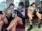 卑猥すぎる…対面のお行儀悪い肉脚ミニスカさんたち