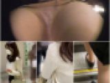 [電車痴〇]パンスト＆パンツを腰まで下ろして豪快な手マン。大人しく受け入れるしかないＯＬ。窃触記録映像13(下)