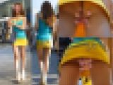 【スレンダーな生脚ミニスカお姉さんのTバックを逆さ撮り！】
