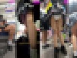 【縦型動画】むっちり太腿は太いほどいい！ ミニスカ娘を粘着追跡パンチラ（1）制服電車、制服買い物編