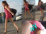【ピンクのタイトワンピが卑猥に見えてしまうwwセクシーお姉さんのパンチラ盗撮！！】