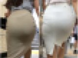 「ベッタリと張り付くタイトスカート姿のモデル達(3名)」