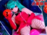 ザーメン連続大量発射！初音ミク・ハロウィンのコスプレ男の娘がカボチャオナホールオナニー＆ディルドアナルオナニー [女装・ふたなり