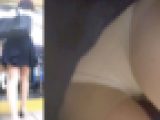 [★新作]パンチラ盗撮 モデル系OLさん 前かがみ中に全開になった白パンツを接近撮影