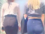 美尻vs爆尻！肉食系な２人のエロ尻♪希少なレギンス美尻とムッチリ巨尻で男を挑発！ 下品なケツ比べ編