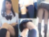【電車対面パンチラ盗撮 】ホームと電車内での制服美●女盗撮動画
