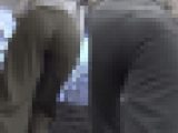 生尻よりエロい過激な着衣尻＊薄手のハイウエストパンツで階段を上る巨尻女子たち