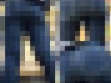 かっこ良すぎるレザージャケットぁ＂しい濃紺スキニー美女【街中風景147】