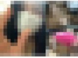 ねっとり愛液がビヨーンと剛毛ヘアーから宙に伸びる